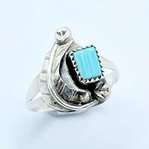 Zuni Amy Lacosbino Turquoise Sterling Silver Ring - Native American Signed